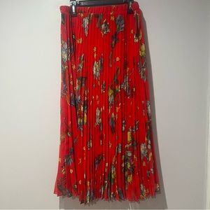 Vince Camuto Vivid red Maxi skirt NWT Size Small floral print flowly lined
